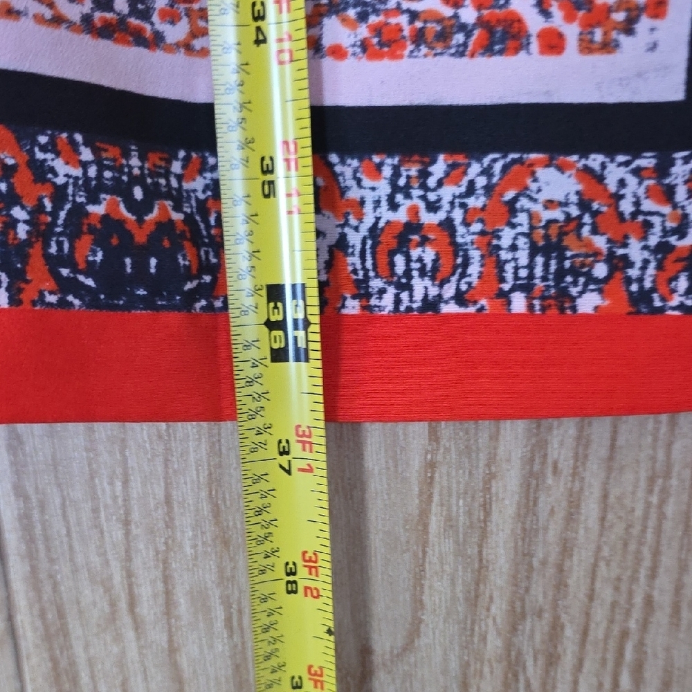 Carmen Marc Valvo Vibrant Orange Geometric Mini Dress - Picture 7 of 7